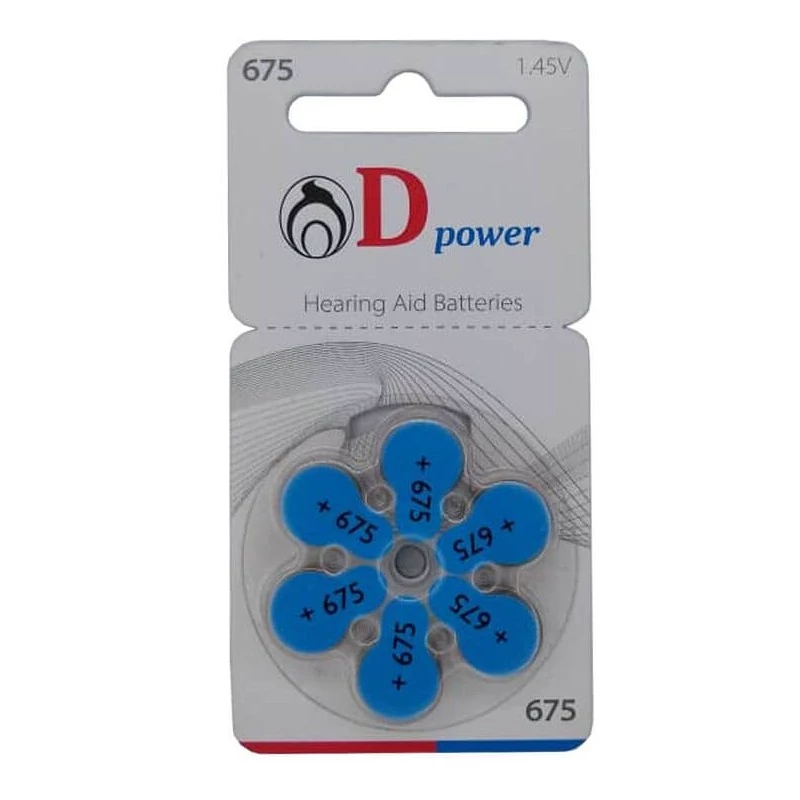 باتری سمعک دی پاور 675 D Power بسته شش عددی